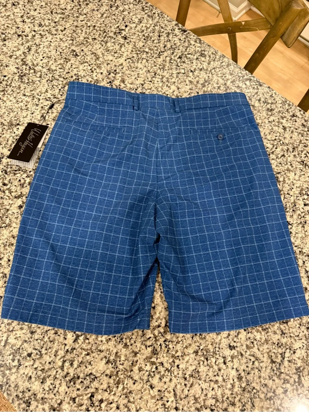 Walter Hagen Blue Windowpane Flat Front Men's Golf Shorts NWT